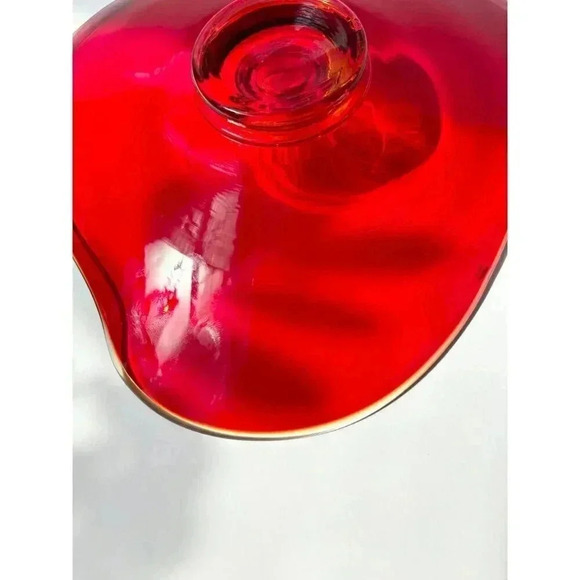 Viking Glass Co. Epic Ruby Red Hand Blown Triangular Candle Holder - Picture 10 of 10